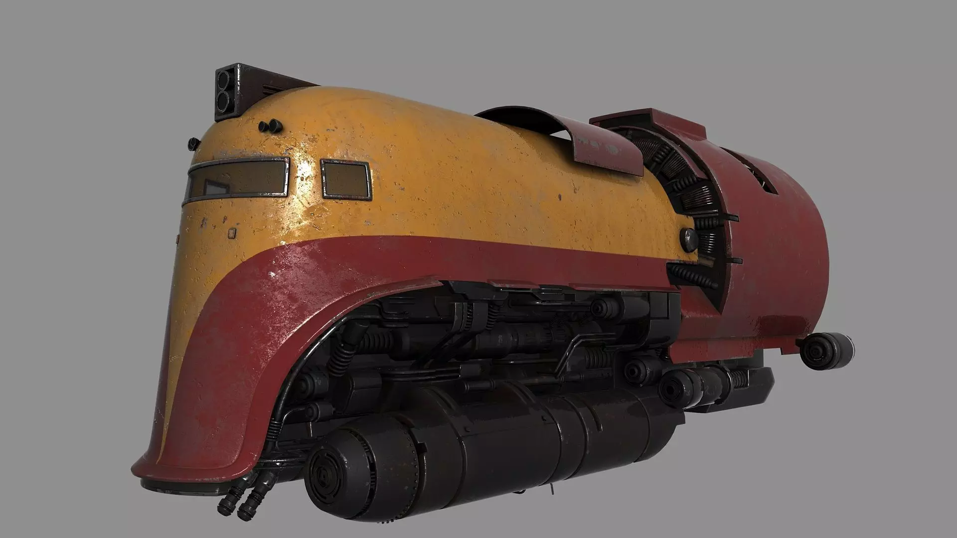 Diesel Punk Train Low-poly 3D model_0