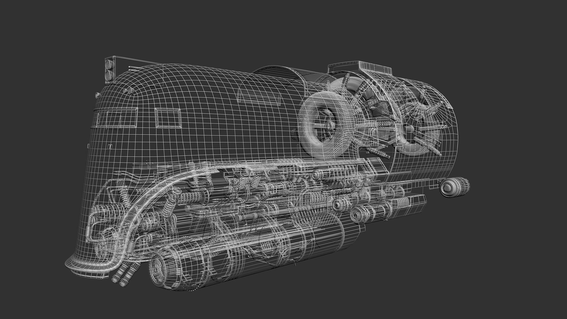 Diesel Punk Train Low-poly 3D model_5
