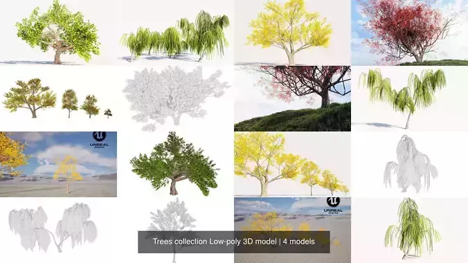 Trees collection Low-poly 3D model
