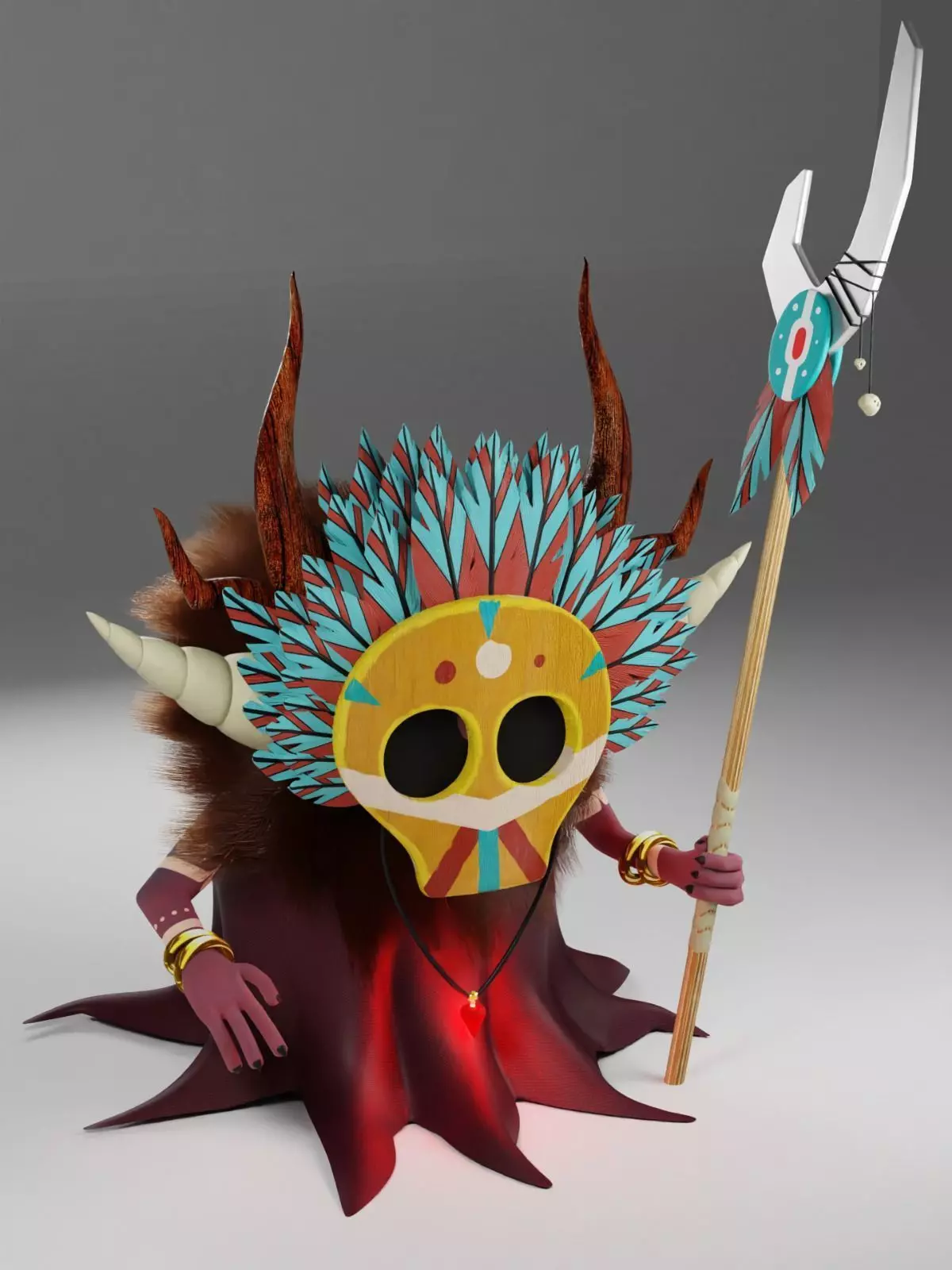 Shaman  cartoon 3D model_0