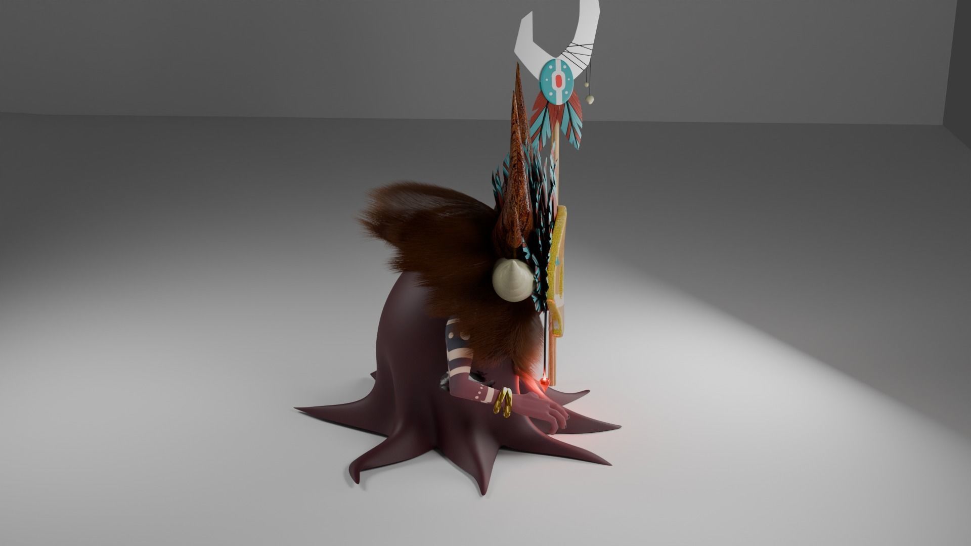 Shaman  cartoon 3D model_2