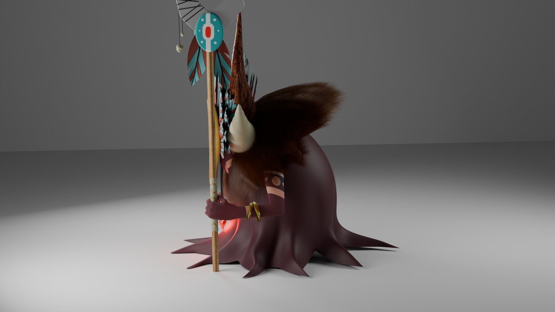 Shaman  cartoon 3D model_1