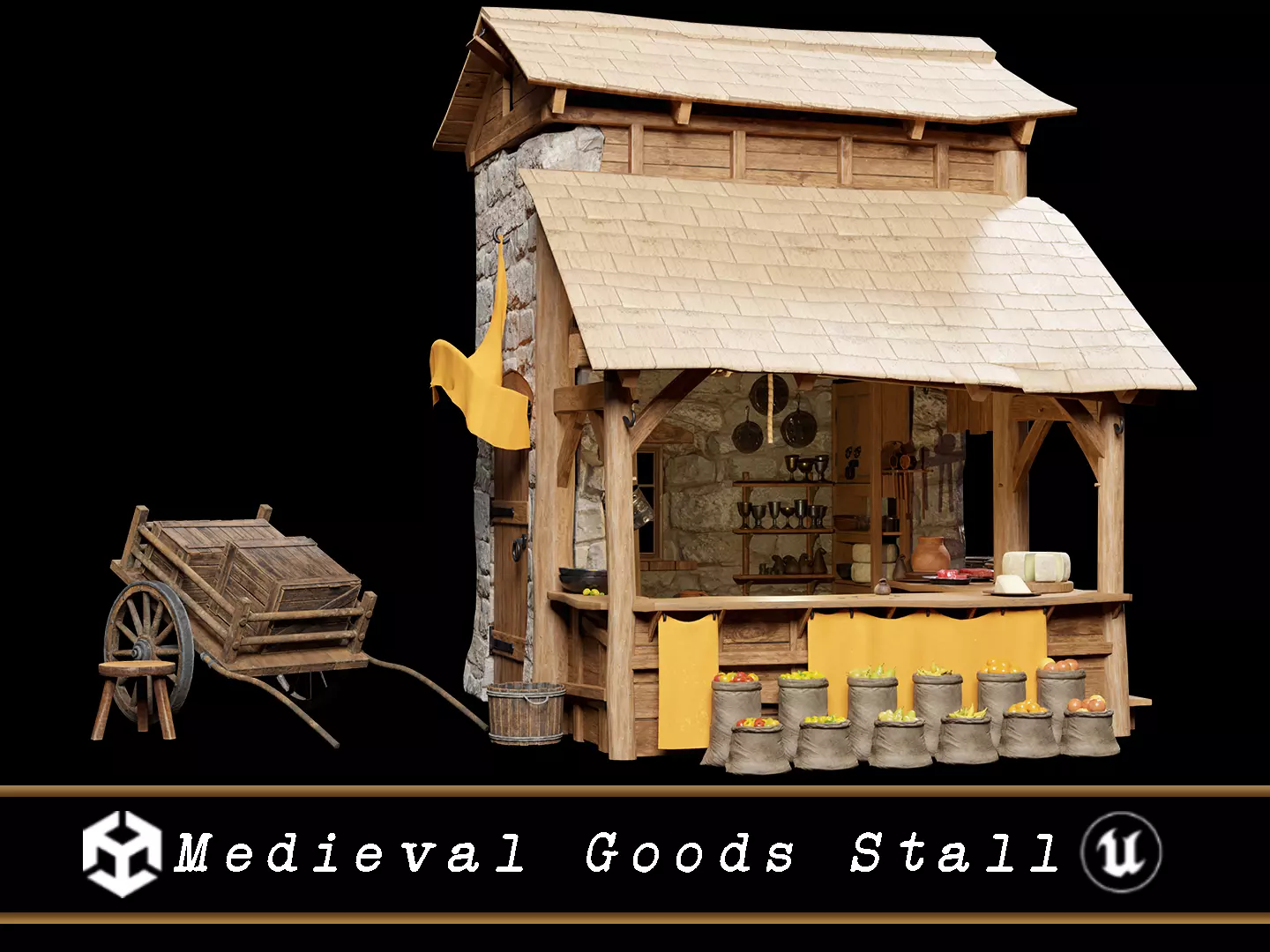 Medieval Goods Stall Market 3D Model Collection_0