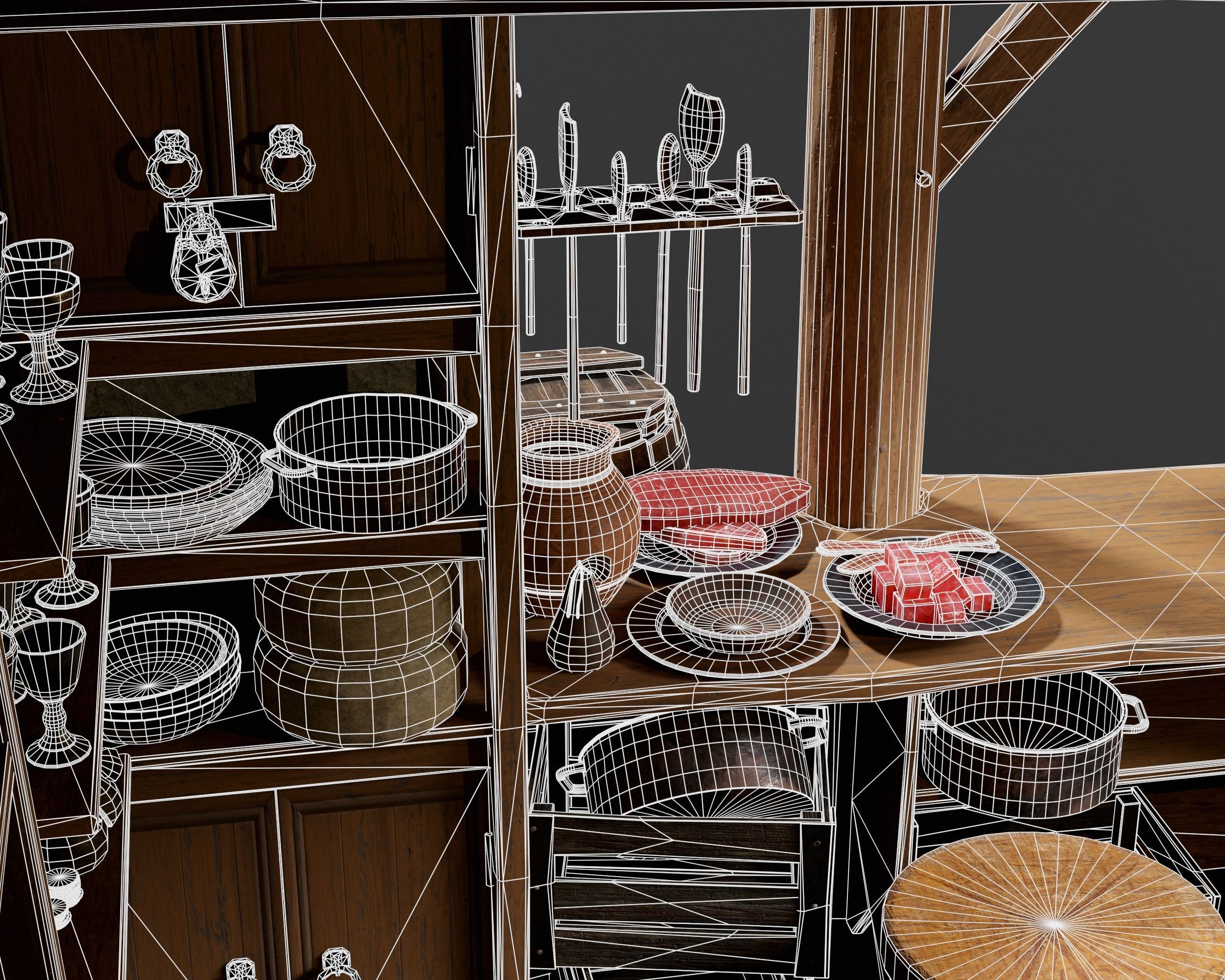 Medieval Goods Stall Market 3D Model Collection_42