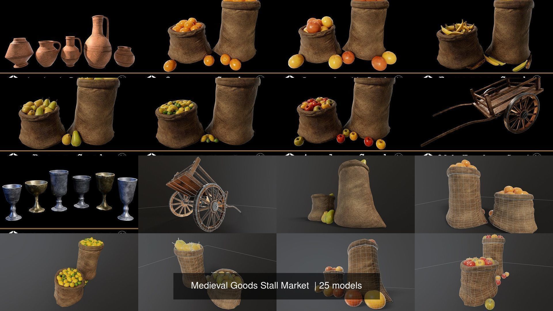 Medieval Goods Stall Market 3D Model Collection_27
