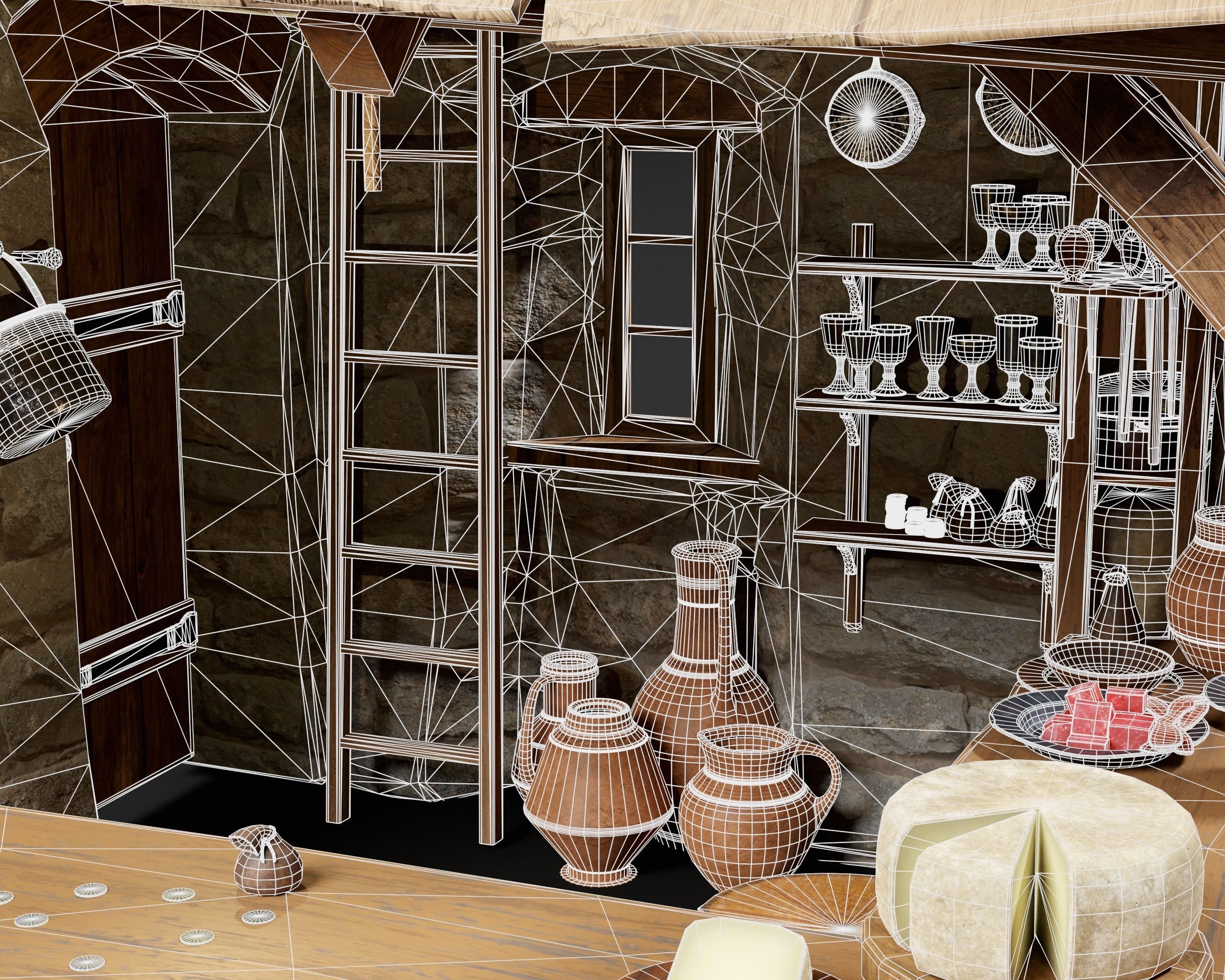 Medieval Goods Stall Market 3D Model Collection_41