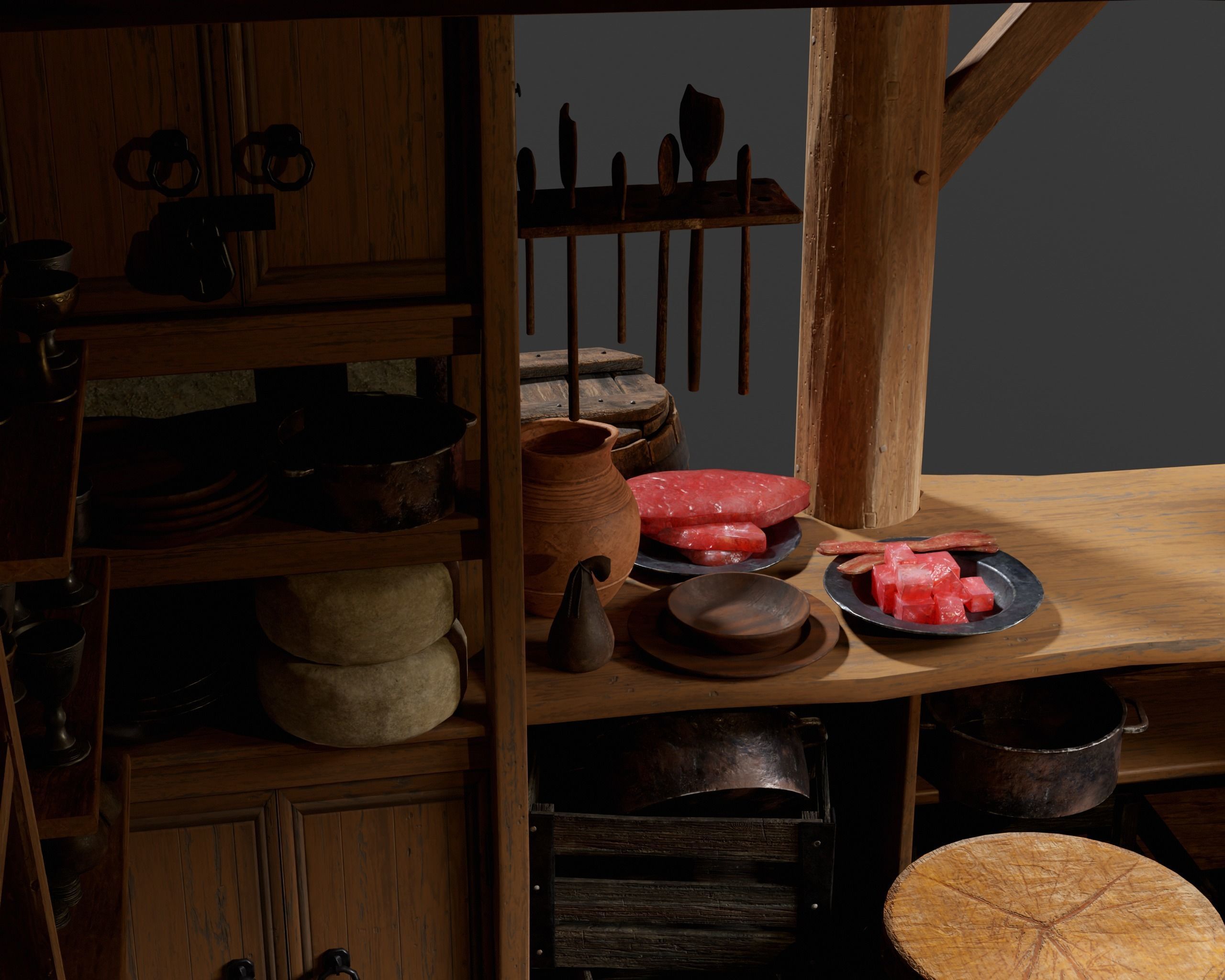 Medieval Goods Stall Market 3D Model Collection_31