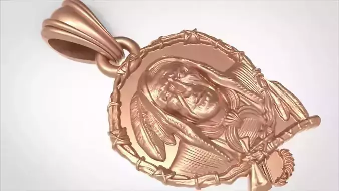RED INDIAN PENDENT NECKLACE JEWELRY  3D print model