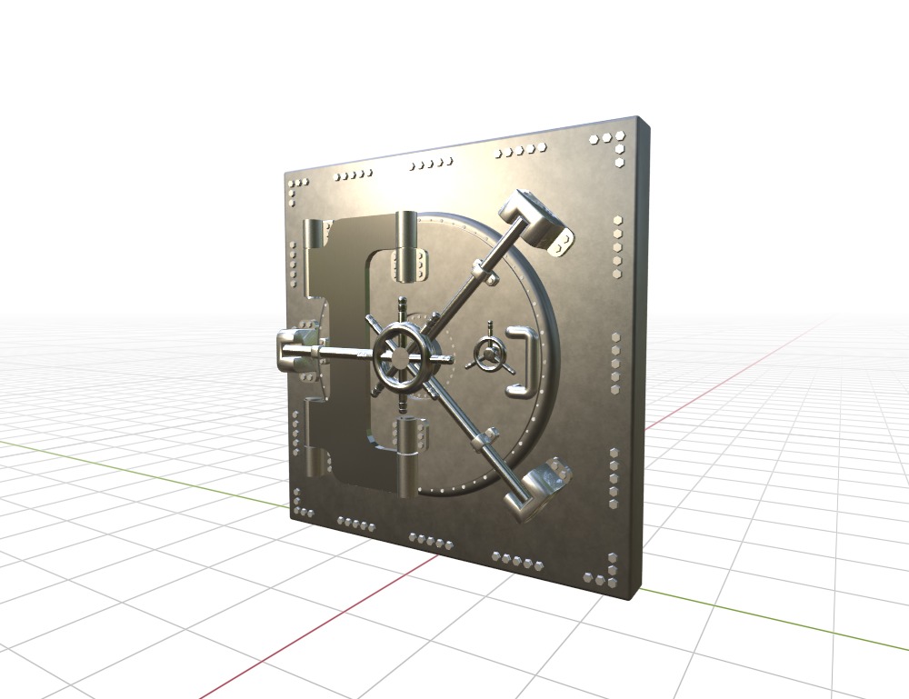 Steel Door of vault 3D model_2