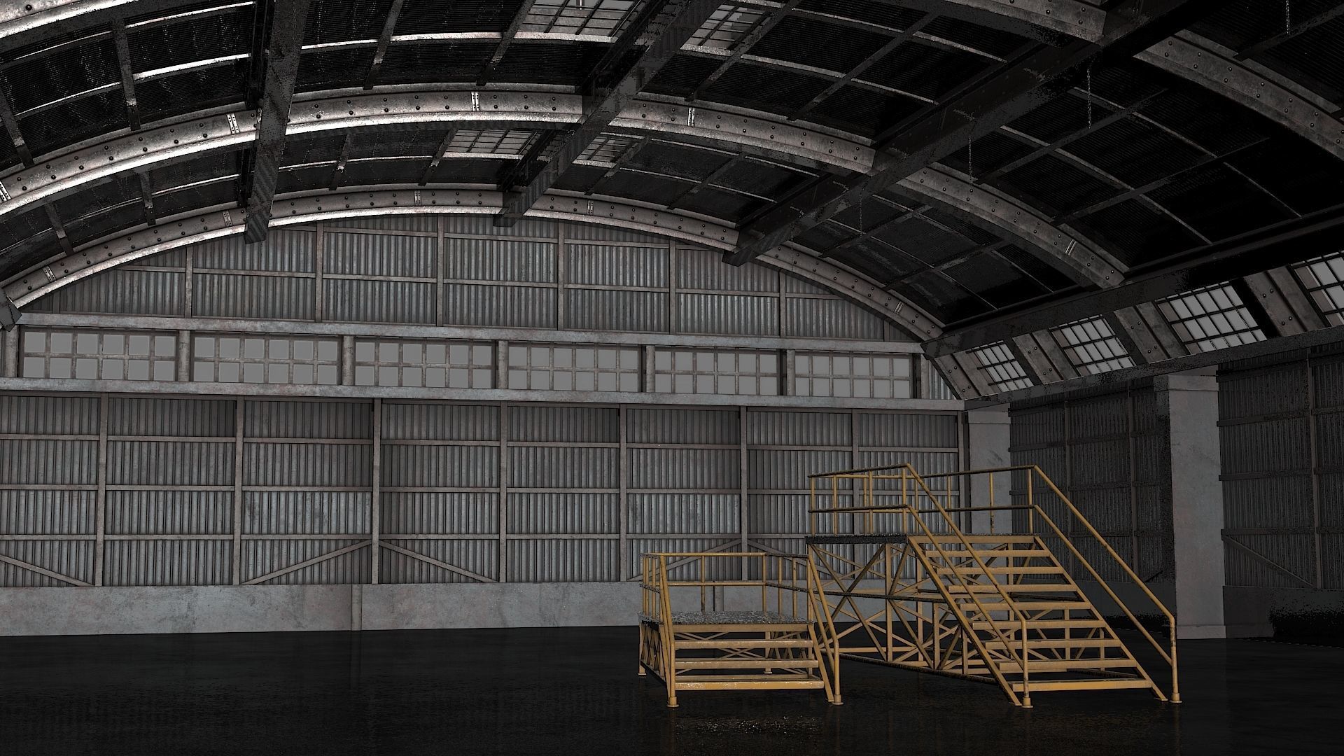 Hangar game ready pbr model Low-poly 3D model_4