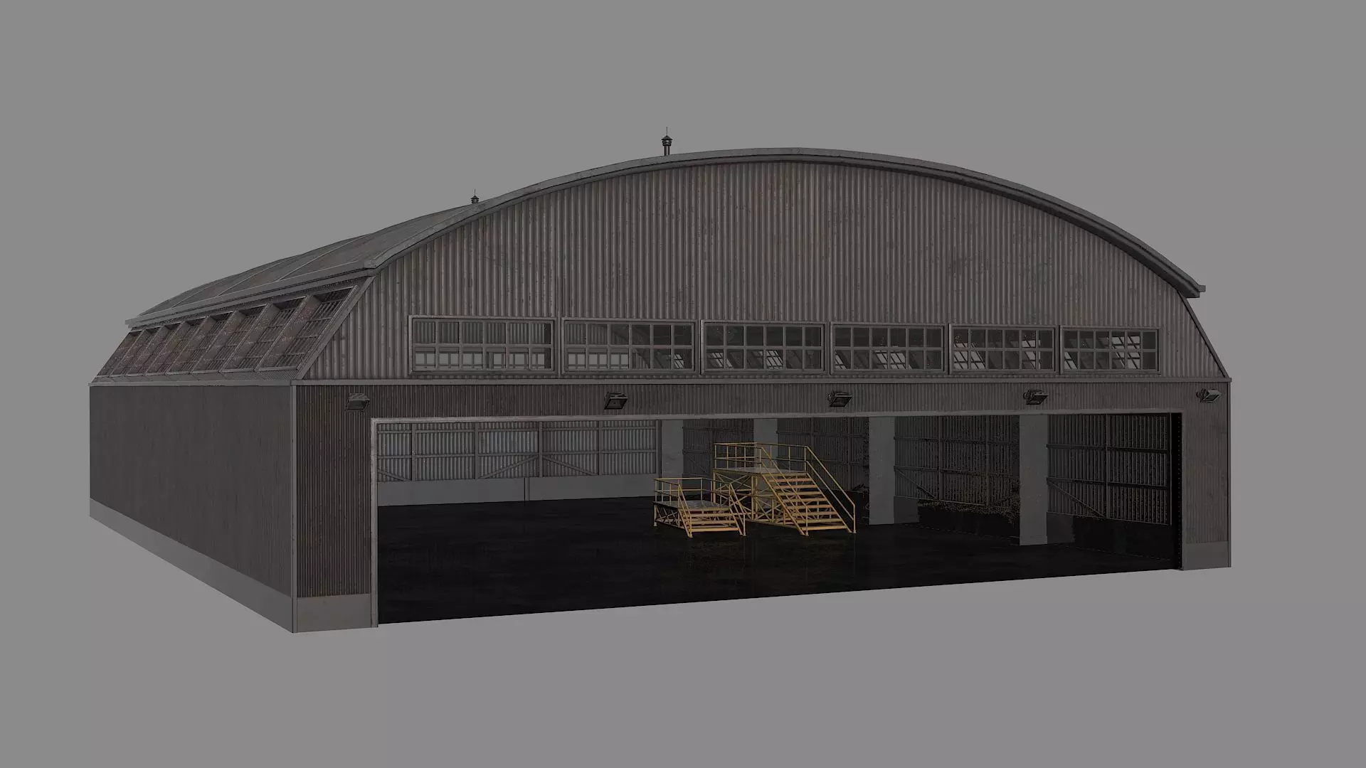 Hangar game ready pbr model Low-poly 3D model_0