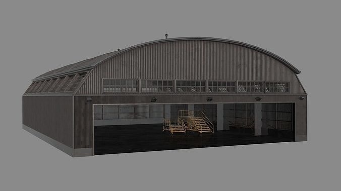 Hangar game ready pbr model Low-poly 3D model