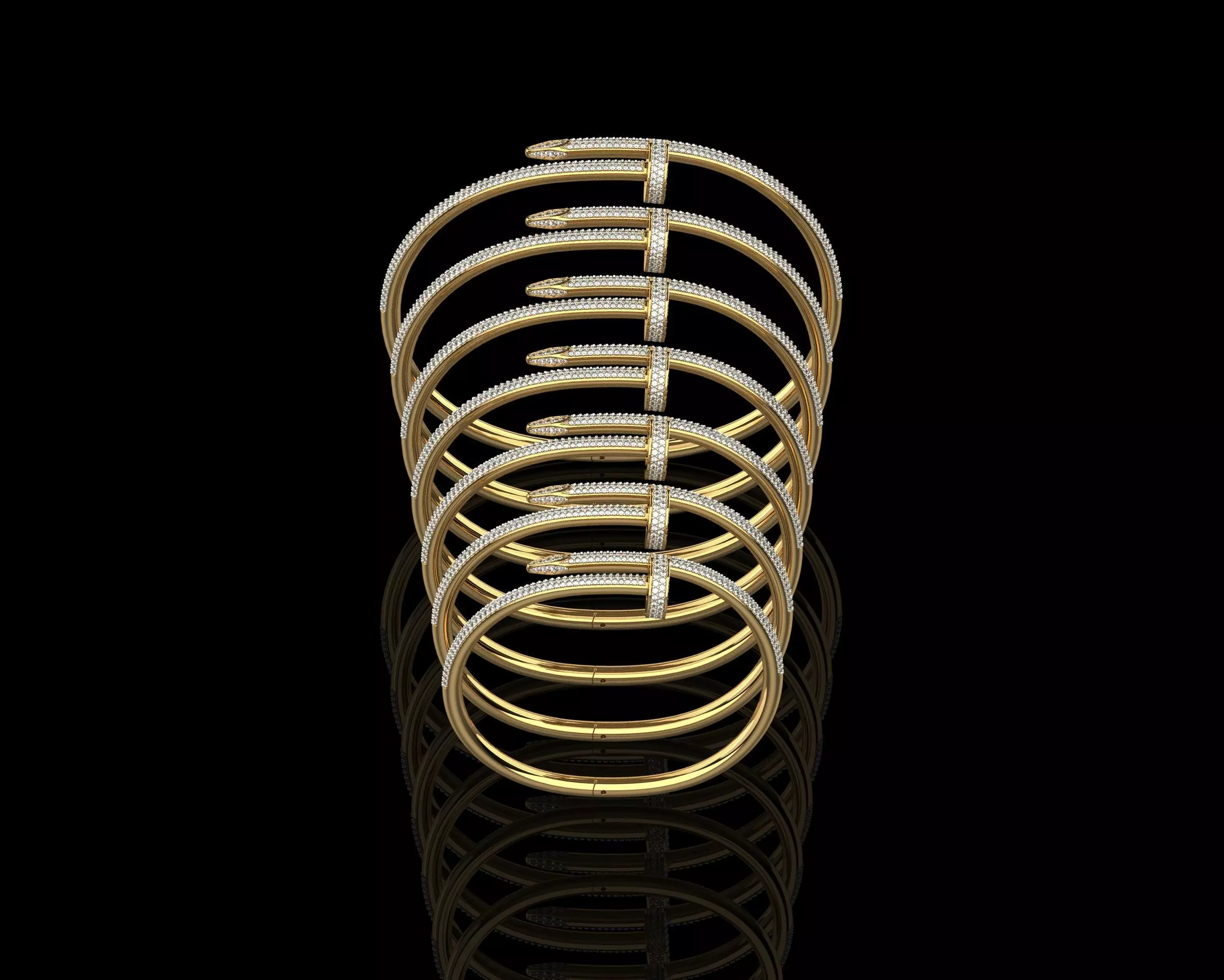 Juste un clou Bracelets Full Diamonds in different sizes 15 - 21 3D Model Collection_0