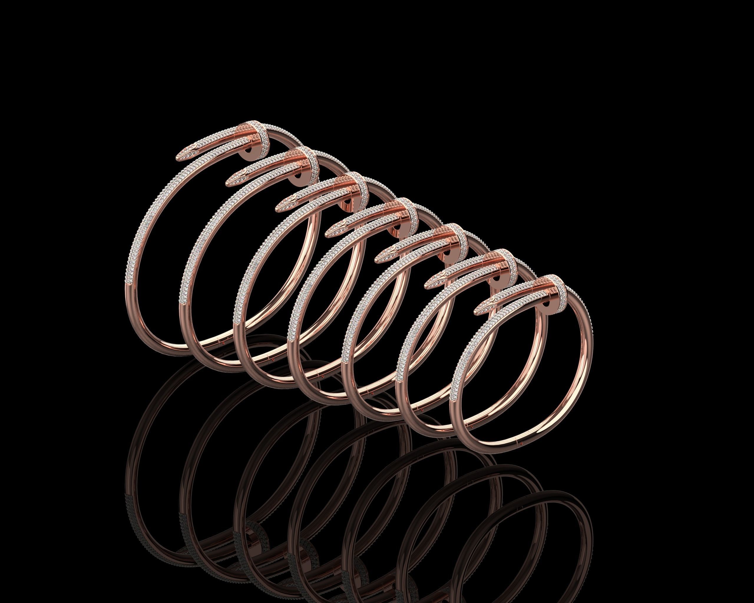 Juste un clou Bracelets Full Diamonds in different sizes 15 - 21 3D Model Collection_7