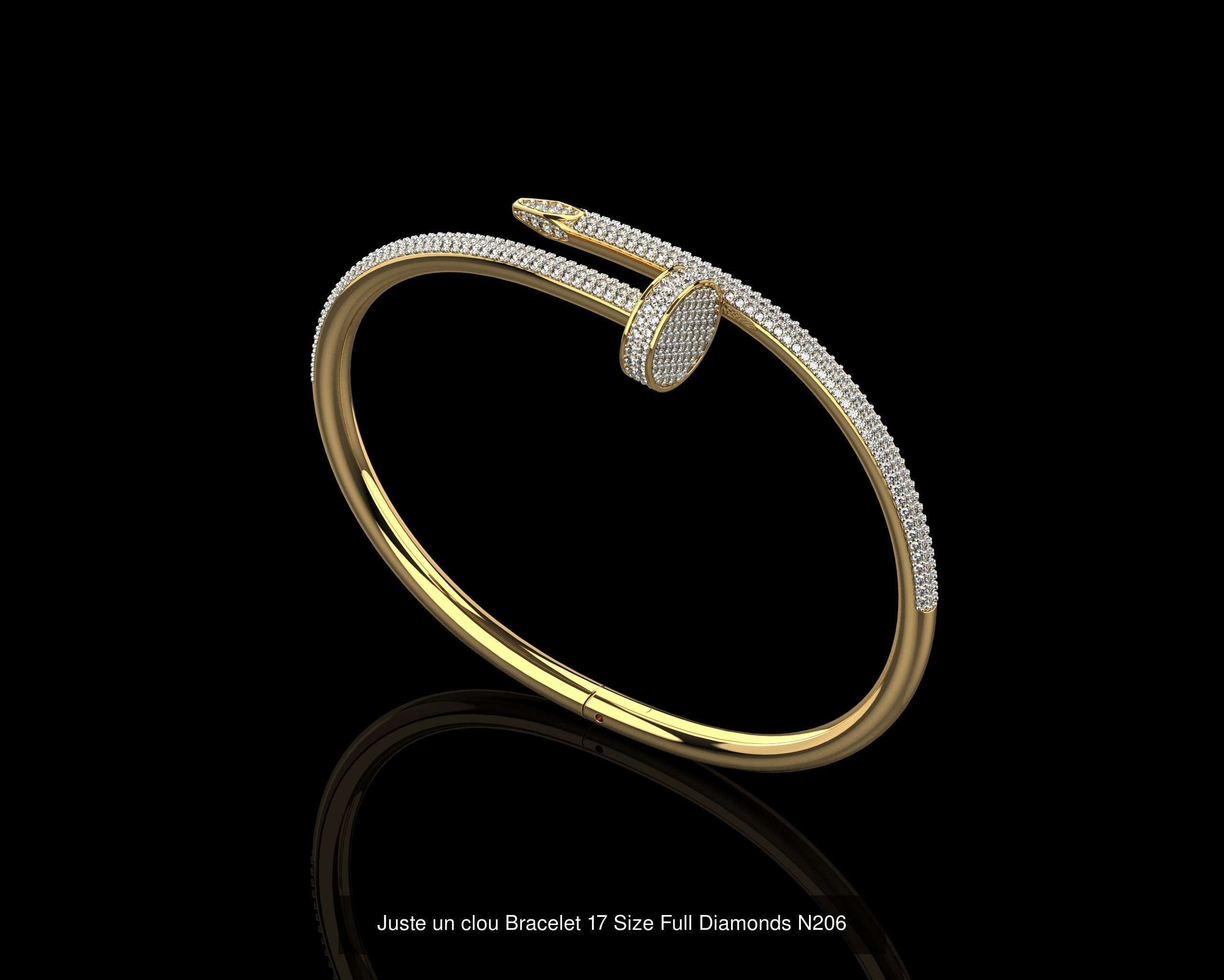 Juste un clou Bracelets Full Diamonds in different sizes 15 - 21 3D Model Collection_10
