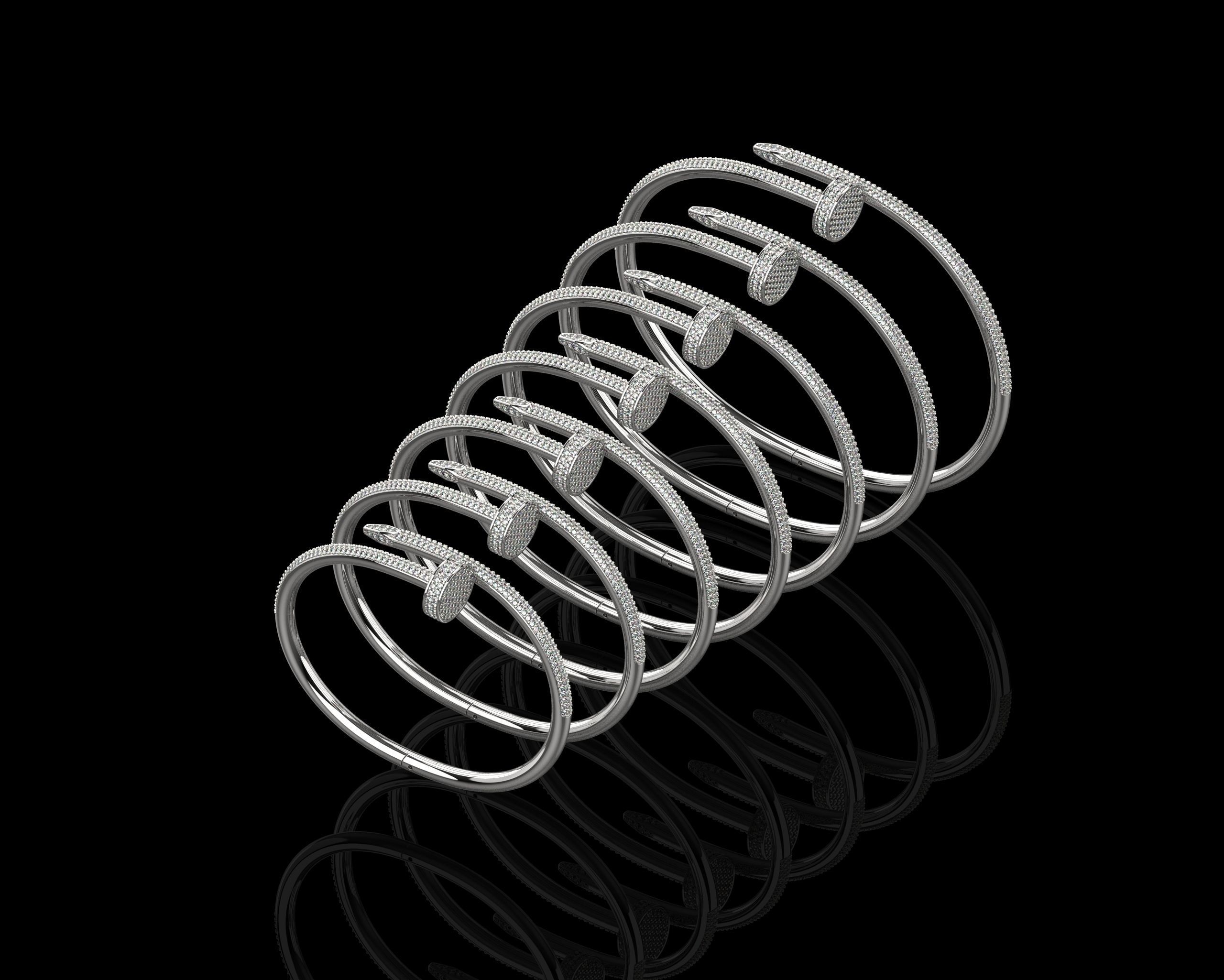 Juste un clou Bracelets Full Diamonds in different sizes 15 - 21 3D Model Collection_4