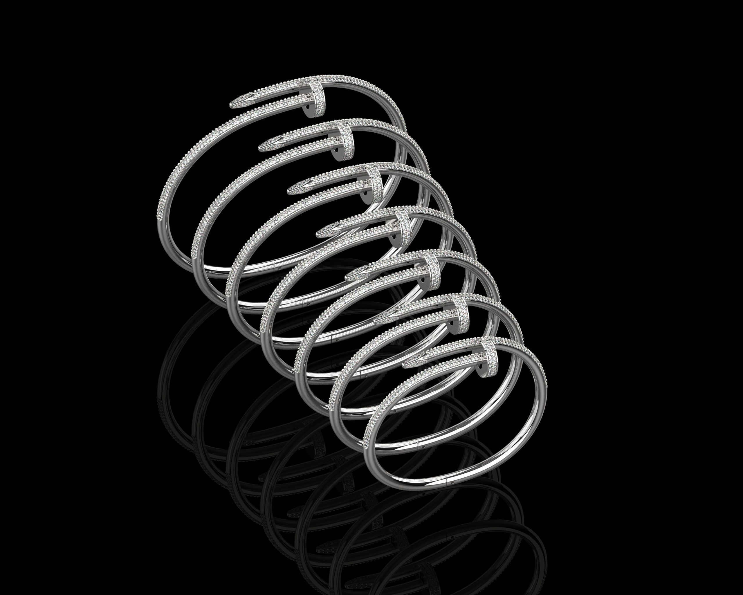 Juste un clou Bracelets Full Diamonds in different sizes 15 - 21 3D Model Collection_5