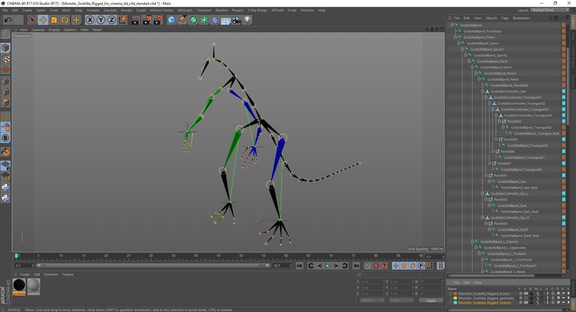 Monster Godzilla Rigged for Cinema 4D 3D model_31