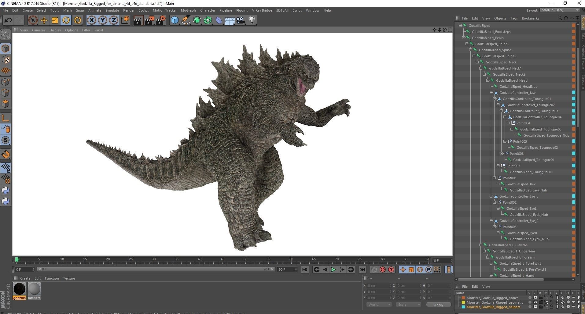 Monster Godzilla Rigged for Cinema 4D 3D model_32