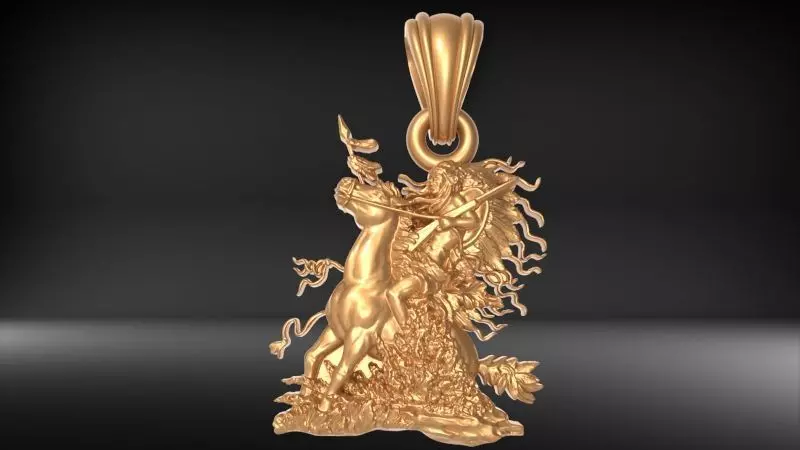 Native American and his Appaloosa horse Racing the Wind Jewelry 3D print model