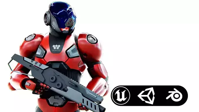 CYBER SOLDIER R-700 Rigged for Unreal Engine - Unity - MIXAMO