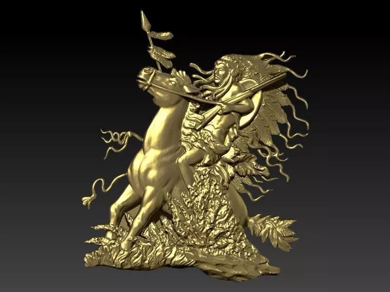 Native American and his Appaloosa horse Racing the Wind Jewelry 3D print model