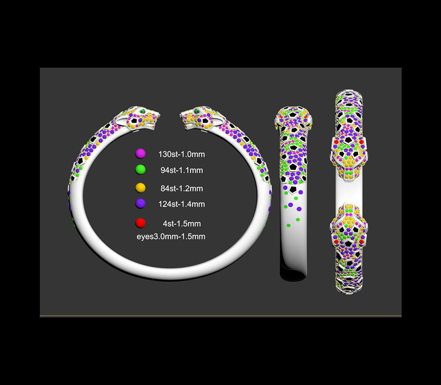 bracelet panther 3D print model_5