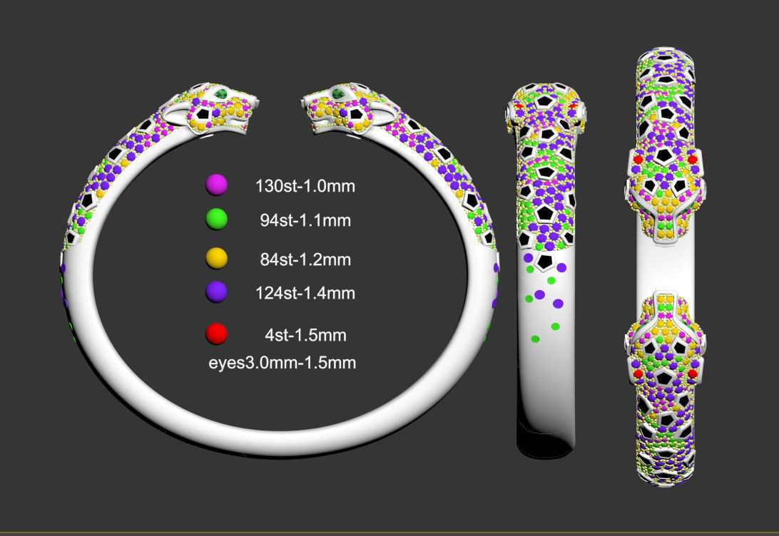bracelet panther 3D print model_7