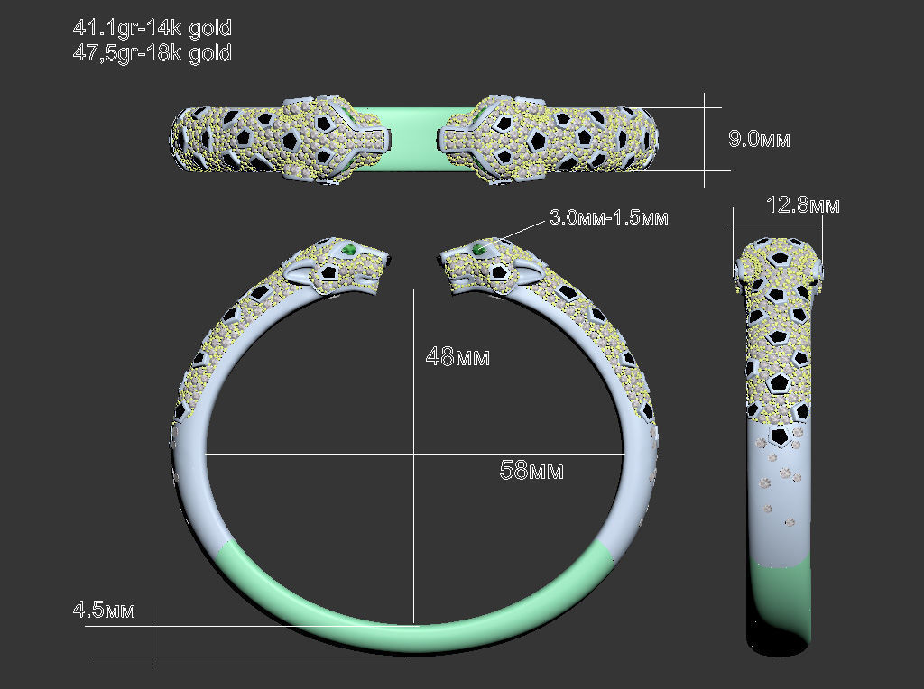 bracelet panther 3D print model_21