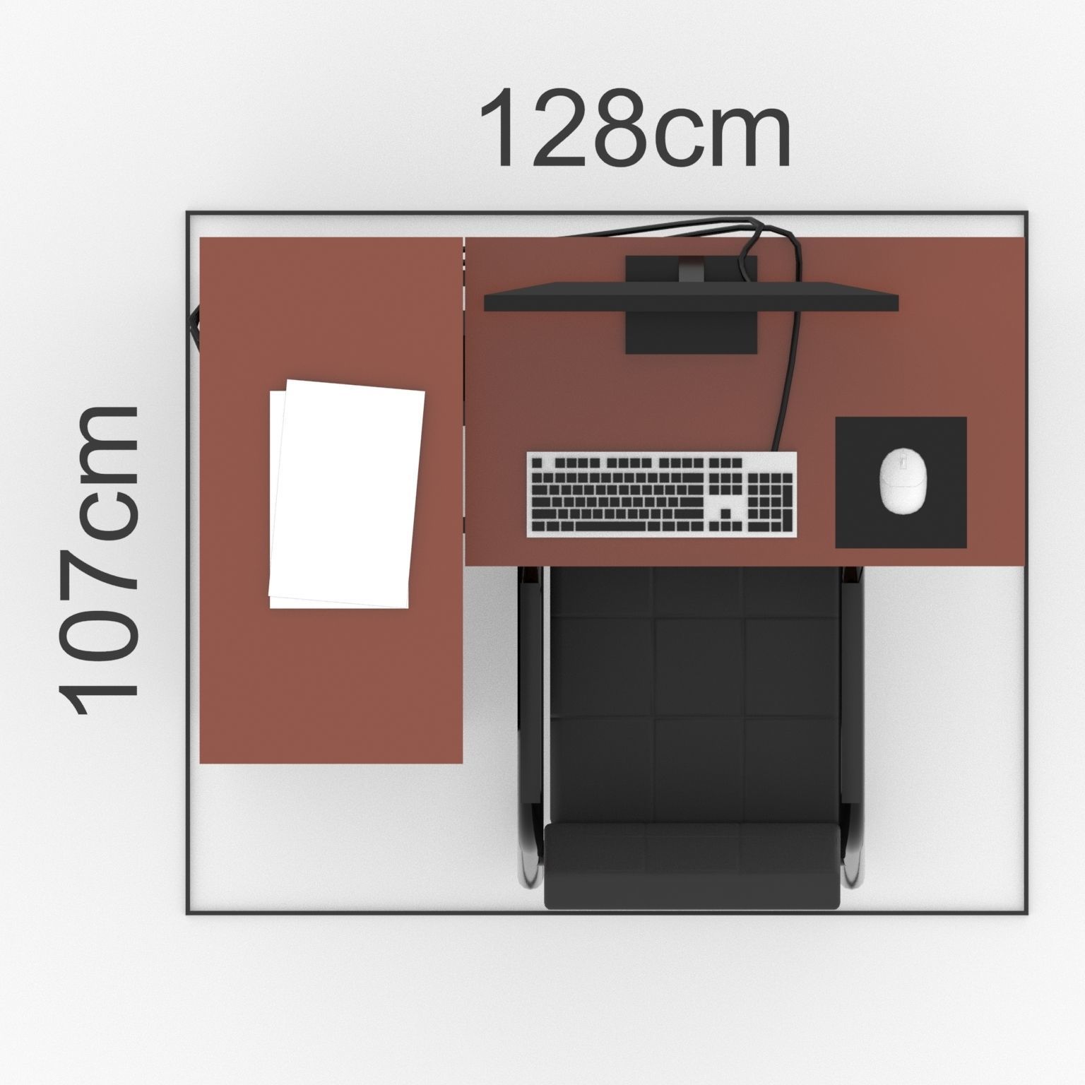 Desktop Computer Table and Chair Low Poly Low-poly 3D model_5