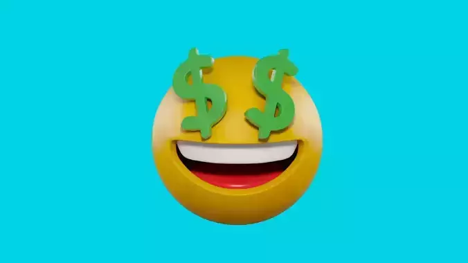 Animated Money Eyes Emoji Face with Dollar Eyes