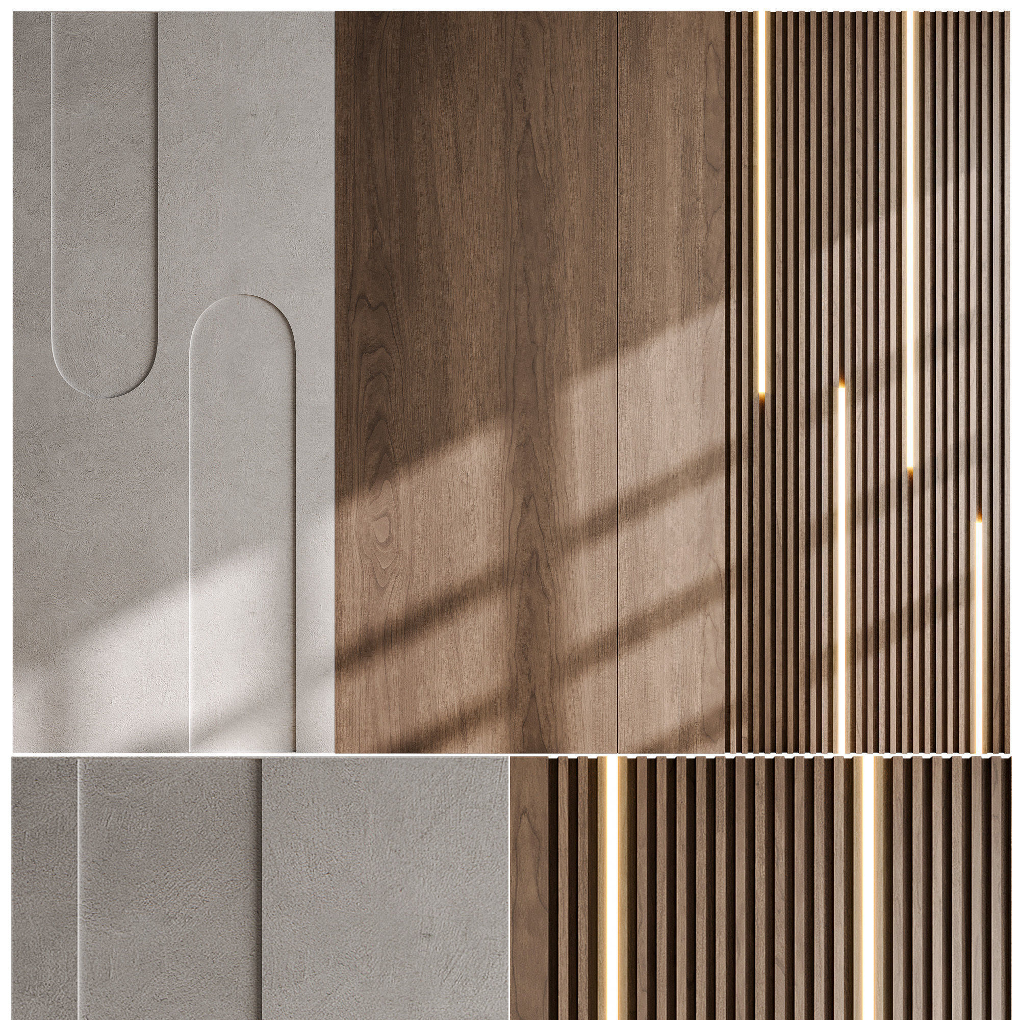 Headboard wood and concrete 3d Wall Panel 3D model_1