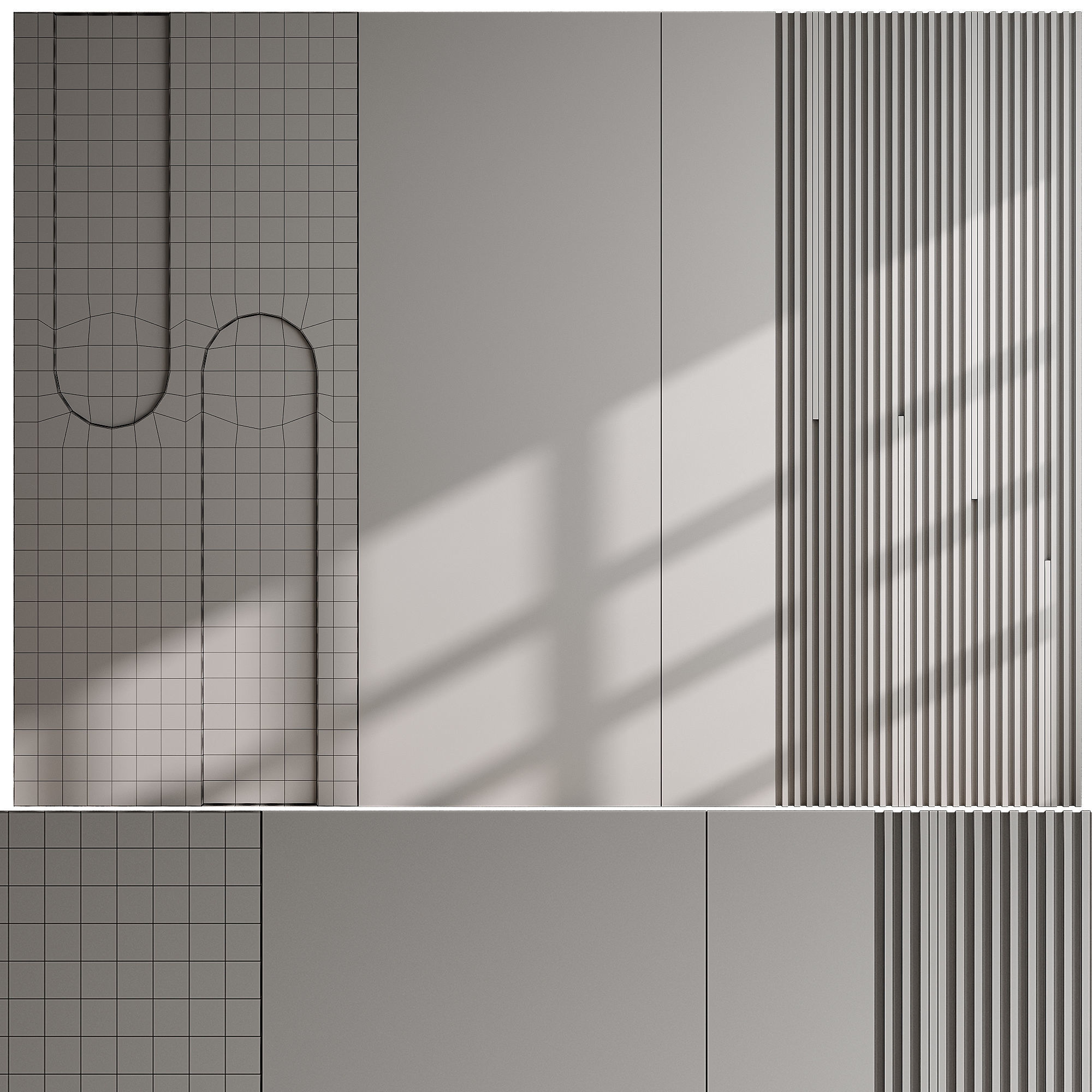 Headboard wood and concrete 3d Wall Panel 3D model_2