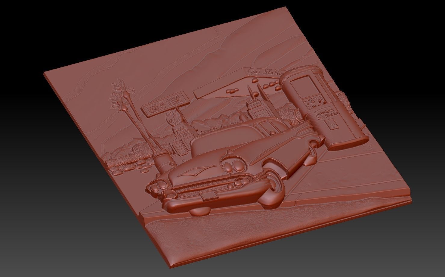 The car is at the gas station 3D print model_3