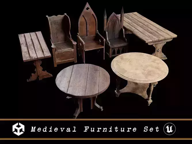 Medieval Furniture Set One 3D Model Collection