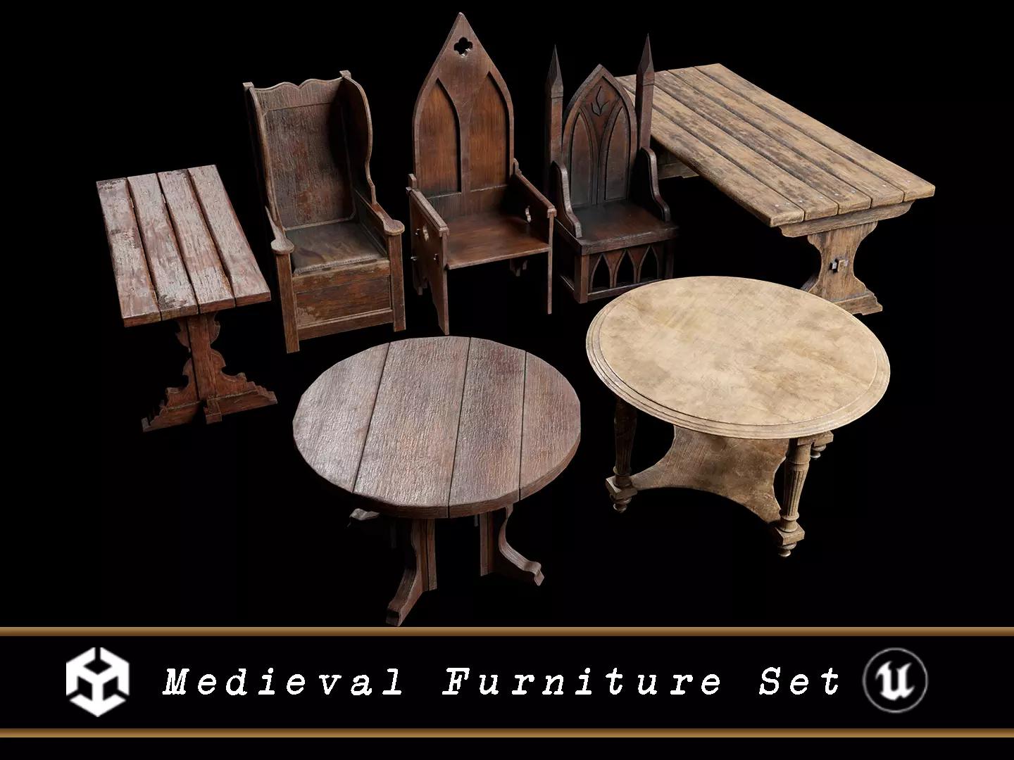 Medieval Furniture Set One 3D Model Collection_0