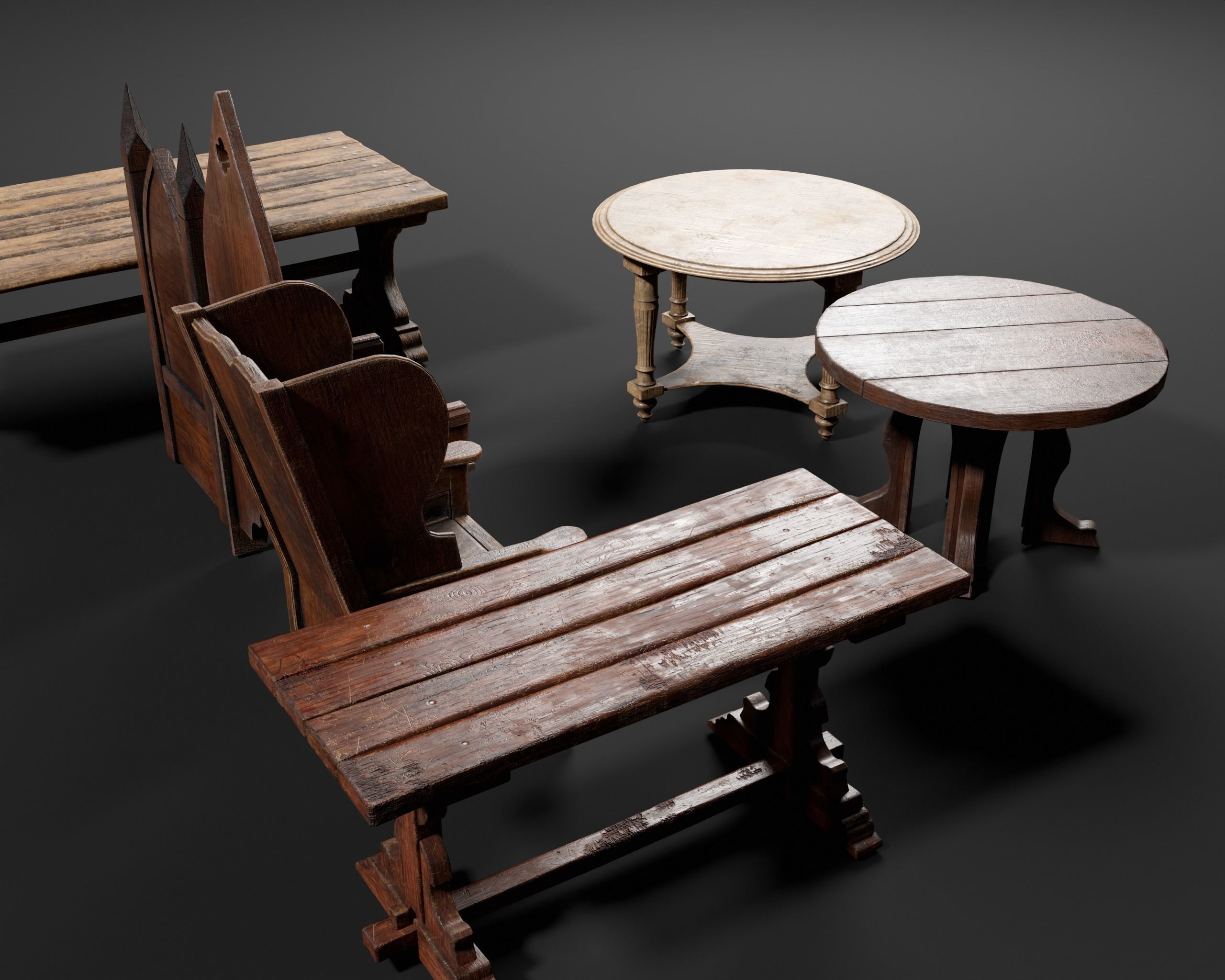 Medieval Furniture Set One 3D Model Collection_5