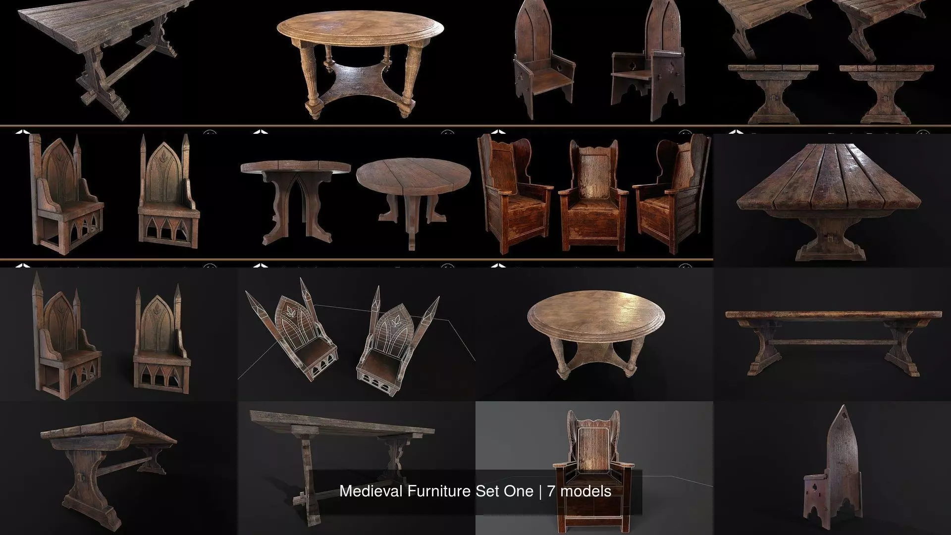 Medieval Furniture Set One 3D Model Collection_1