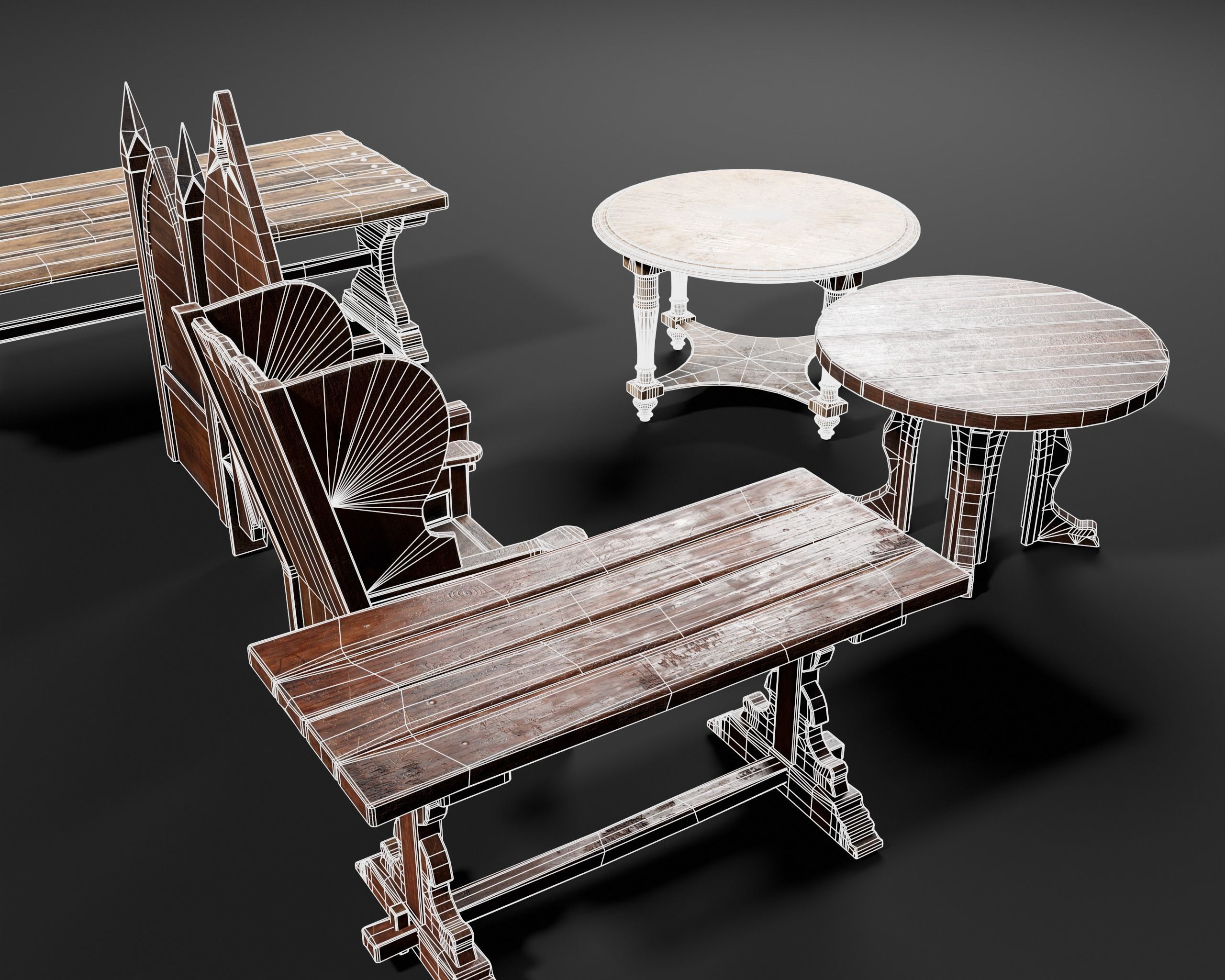 Medieval Furniture Set One 3D Model Collection_7