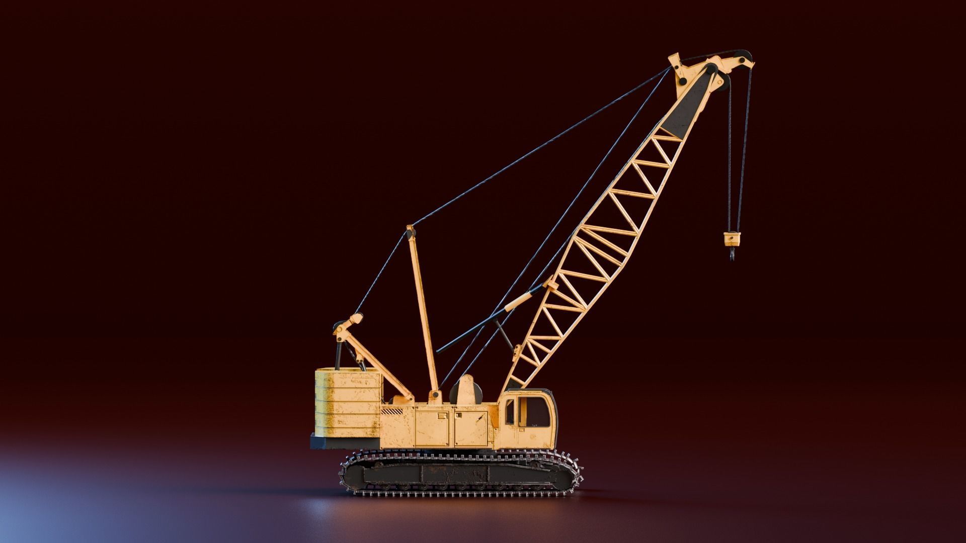 Realistic Construction Vehicle - Crawler Crane Low-poly 3D model_3