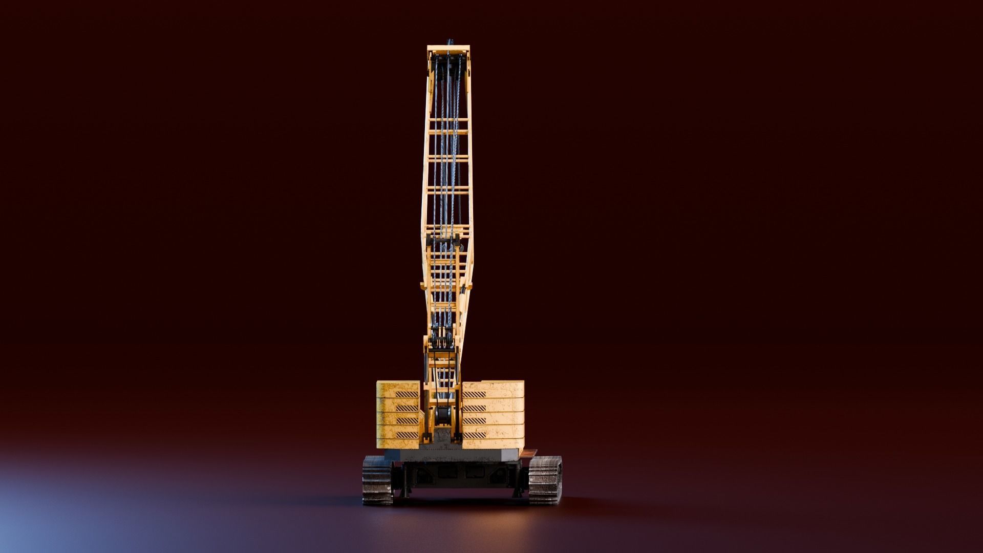 Realistic Construction Vehicle - Crawler Crane Low-poly 3D model_4