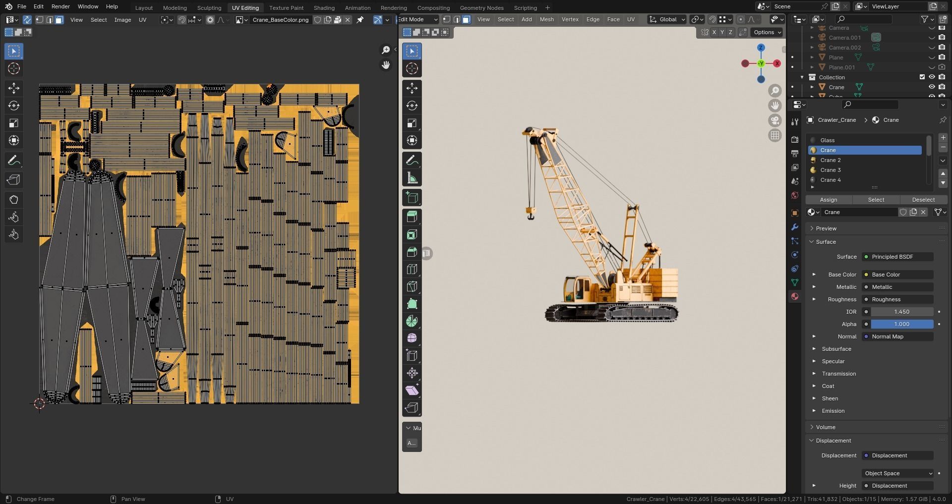 Realistic Construction Vehicle - Crawler Crane Low-poly 3D model_16