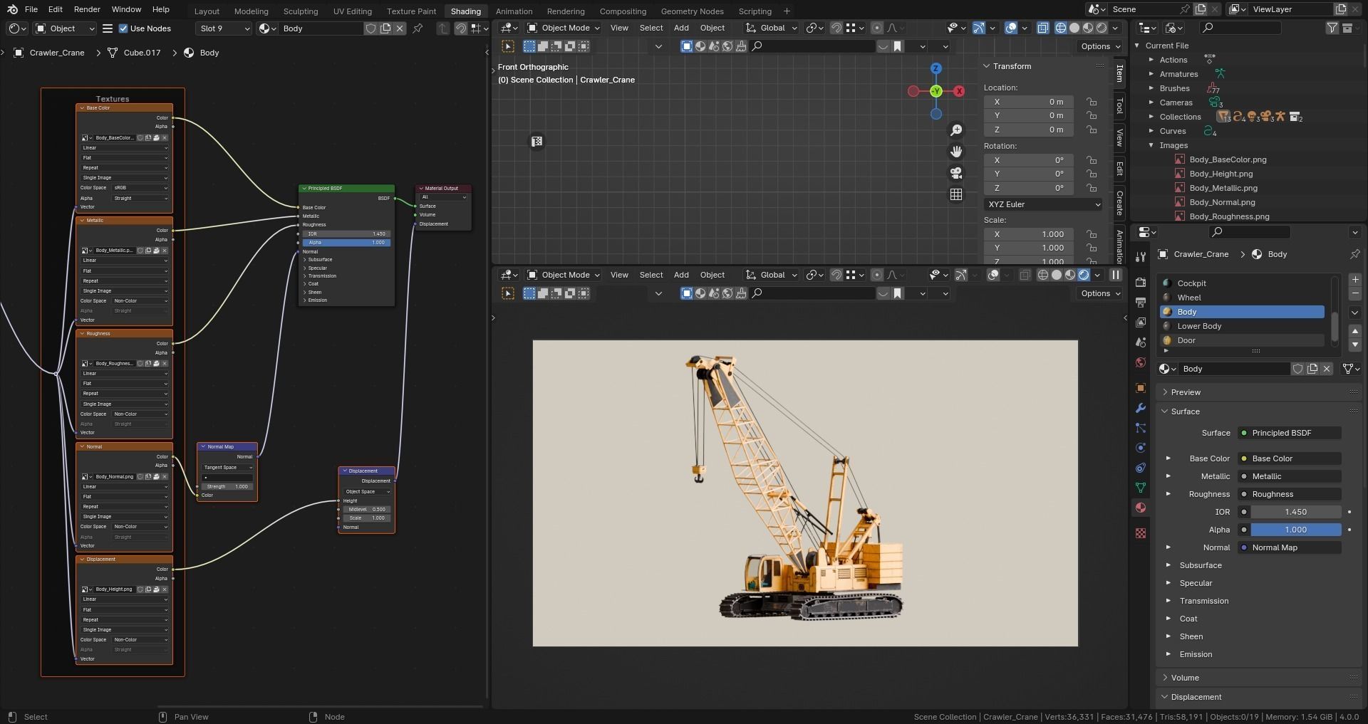 Realistic Construction Vehicle - Crawler Crane Low-poly 3D model_11