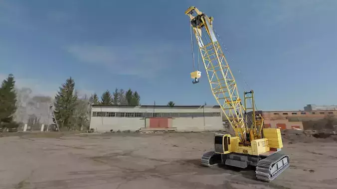 Realistic Construction Vehicle - Crawler Crane Low-poly 3D model