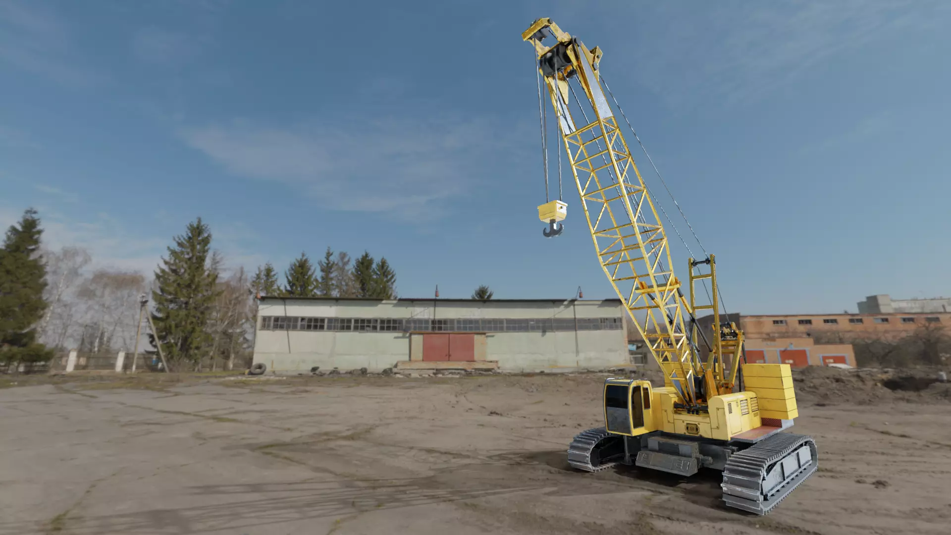 Realistic Construction Vehicle - Crawler Crane Low-poly 3D model_0
