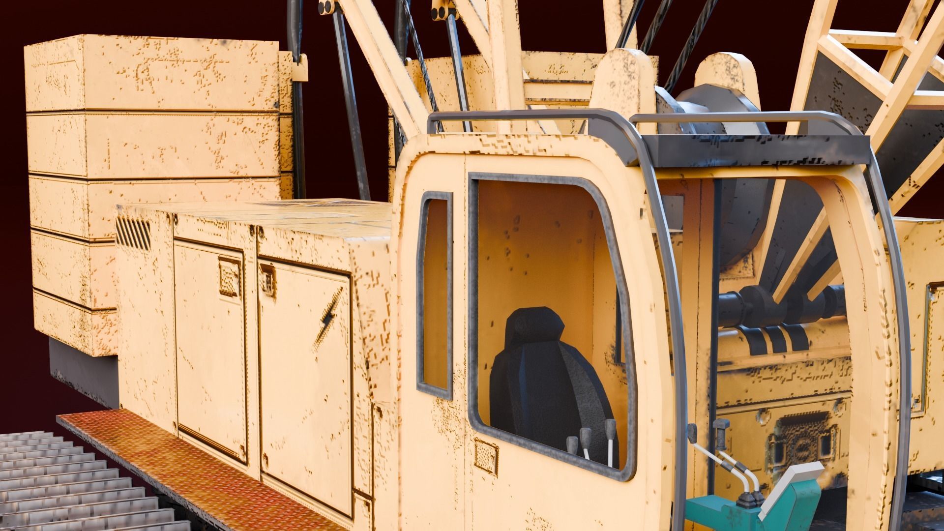 Realistic Construction Vehicle - Crawler Crane Low-poly 3D model_6