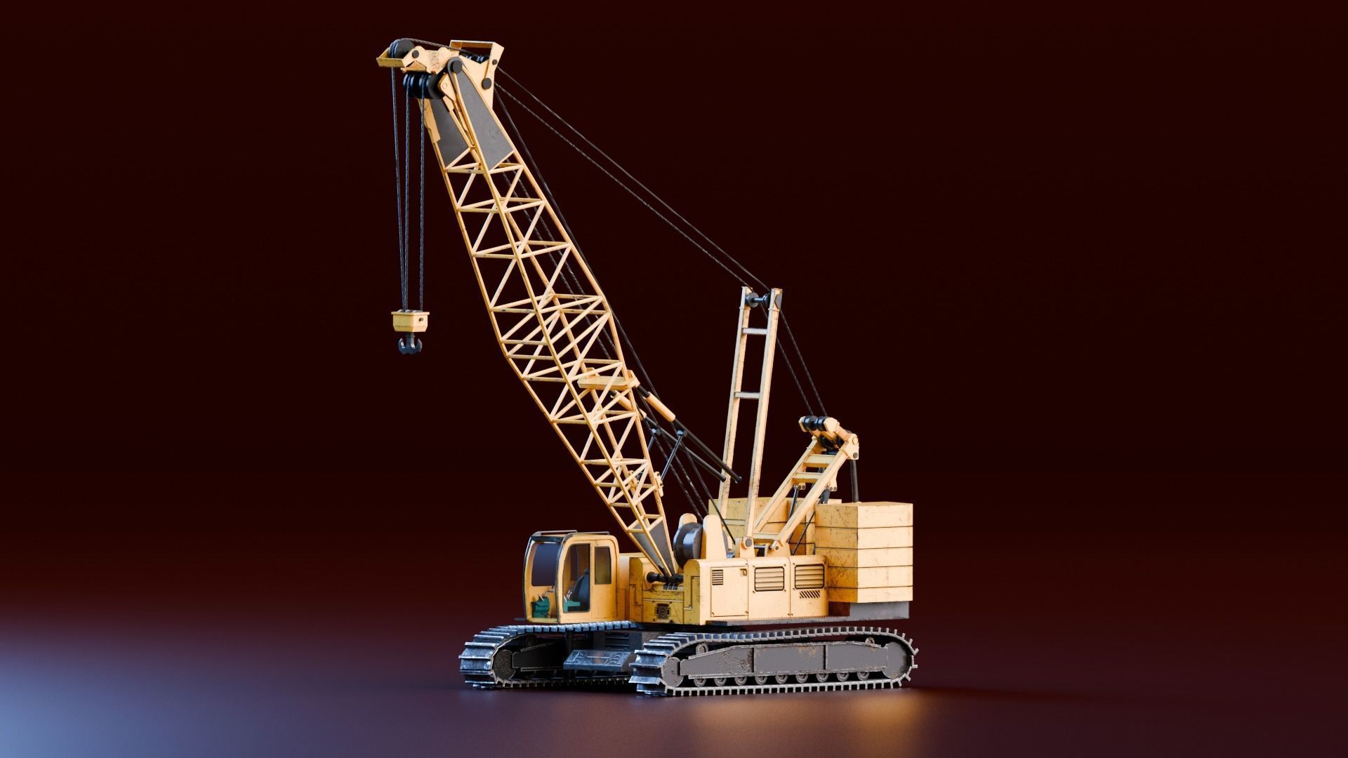 Realistic Construction Vehicle - Crawler Crane Low-poly 3D model_1