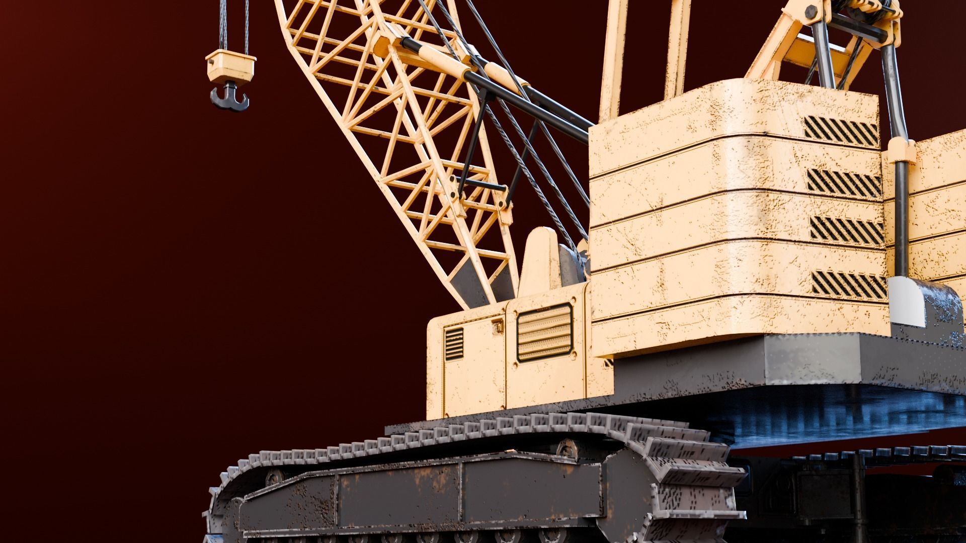 Realistic Construction Vehicle - Crawler Crane Low-poly 3D model_5