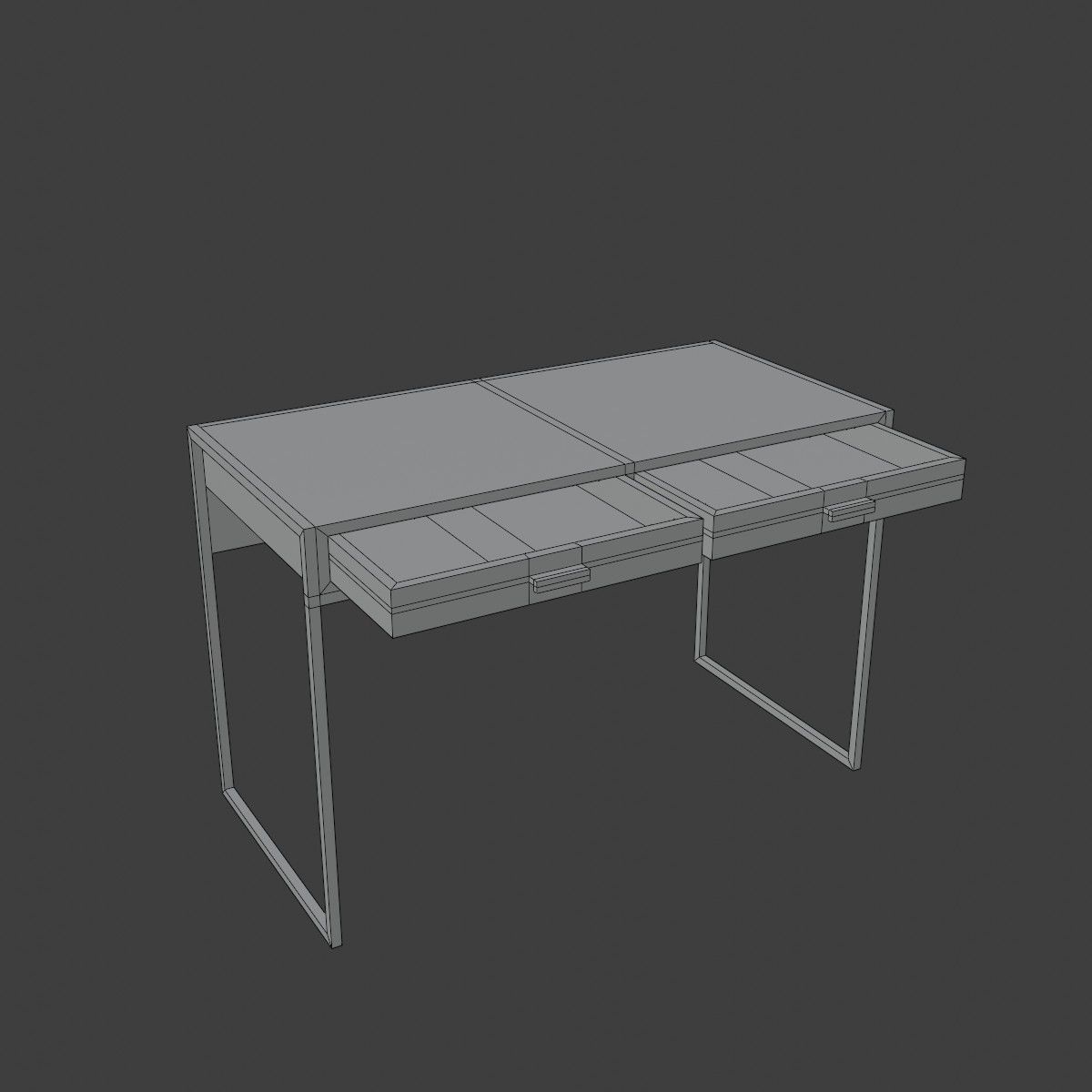 Minimalist desk Low-poly 3D model_5