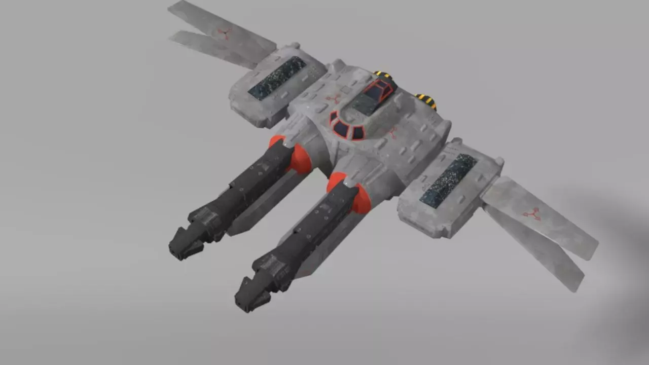 Low-poly space fighter Low-poly 3D model_0